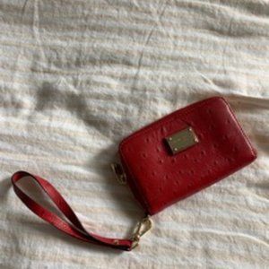 Michael Kors 1981 Ostrich Embossed Leather Wristlet Wallet